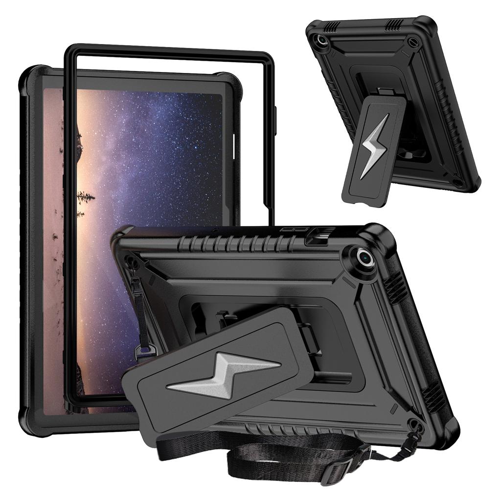 For Samsung Galaxy Tab A9+ Case Kickstand PC + Silicone Tablet Cover with Shoulder Strap