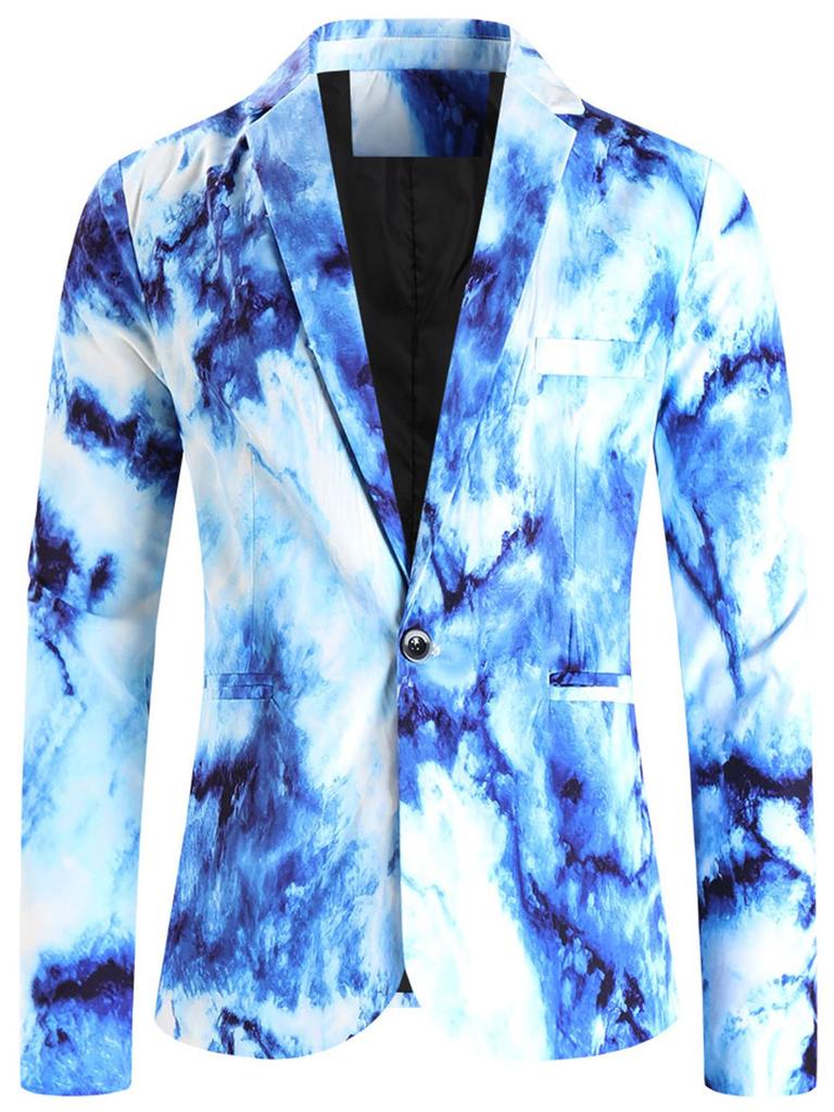 2024 Europäischer Lässiger Übergröße Herren Ein-Knopf Anzug mit Druck