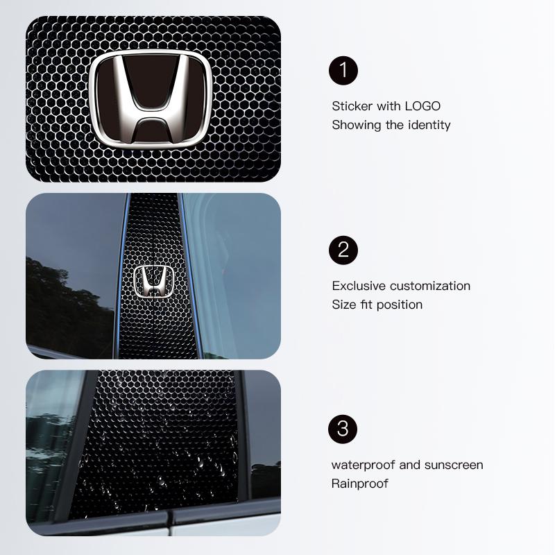 Car Emblem Center Pillar Sticker Auto Door Decorative Stickers For Honda Civic Accord Fit Jazz Pilot CRV Odyssey Passport City