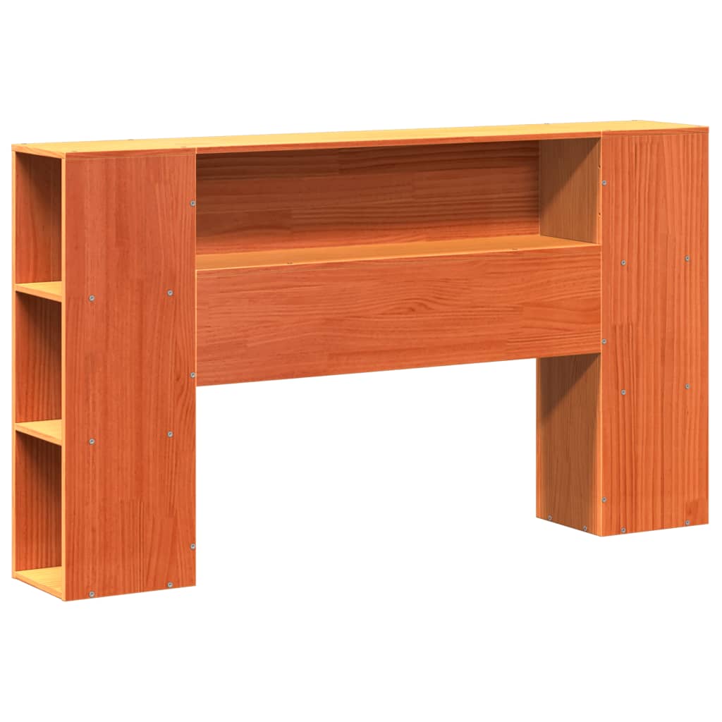 Solid Wood Bed with Shelf Without Mattress Wax Brown 140 X 190 Cm