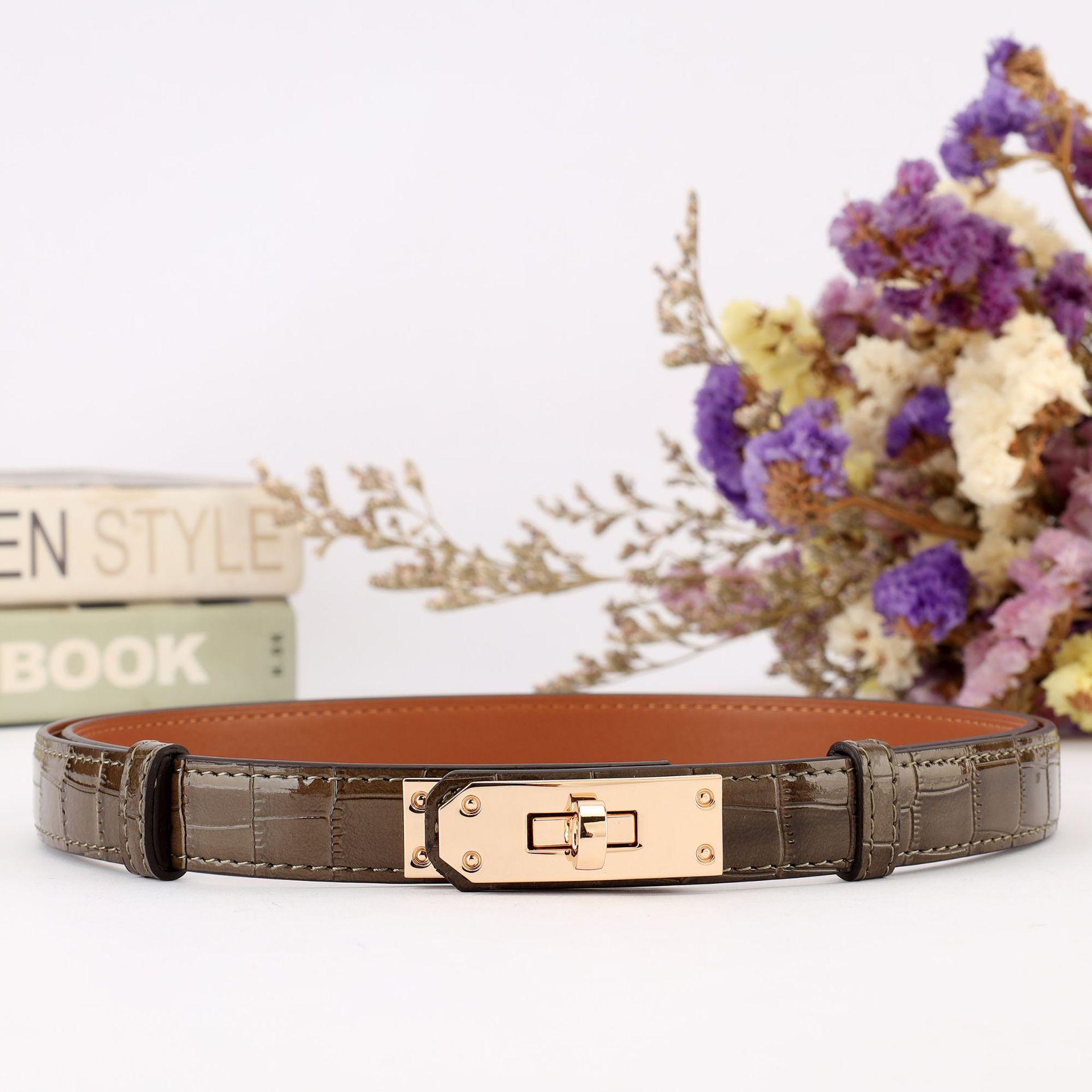 

Универсальный женский ремень H-образного типа из лицевой коровьей кожи для подчеркивания талии и украшения летних платьев серый