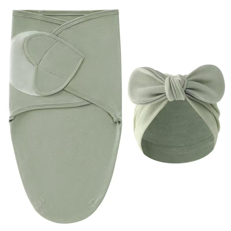 Newborn Swaddle Set: Silk Sleep Bag & Heart Blanket with Indian Hat