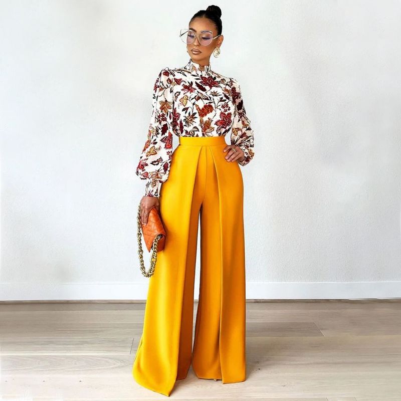 

Women Slim Casual Pants Fashion Women Loose Slim Looking Loose Pants Straight Fashion Casual Pants Yellow S