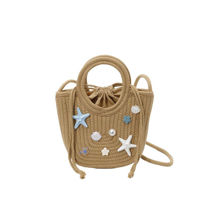 Grass Weave Handbag For Women Small Bucket Style Casual Summer Beach Accessory