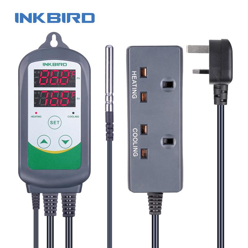 INKBIRD Digitální regulátor teploty Termostat ITC-308 AC 110-220V Zásuvka Termostat Nástroj pro řízení ohřevu/chlazení Senzor