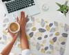 Designer Protective Laptop Pad, Leafy Retro Pattern, 90x45 cm