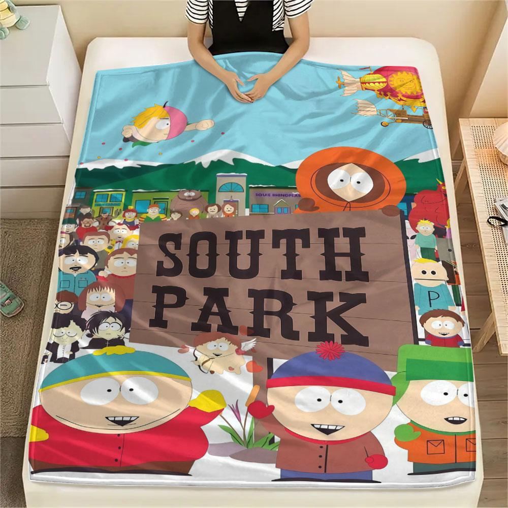 South Park Cartoon Printed Flannel Blanket, soft throw for bedroom sofa, washable, fan merchandise, great gift.