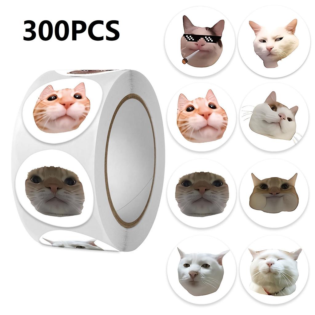 100-500PCS Funny Stickers Cat Cartoon Roll Stickers Animal Packaging Stickers Photocard decor Pack Lables