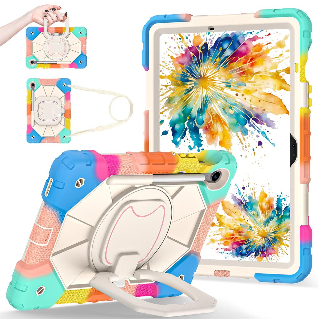 For Samsung Galaxy Tab S10 FE/Tab S9/Tab S9 FE.360° Rotating Grip Heavy Duty Protection Stand TPU+PC 3in1 Anti-knock Shockproof Tablets PC Case