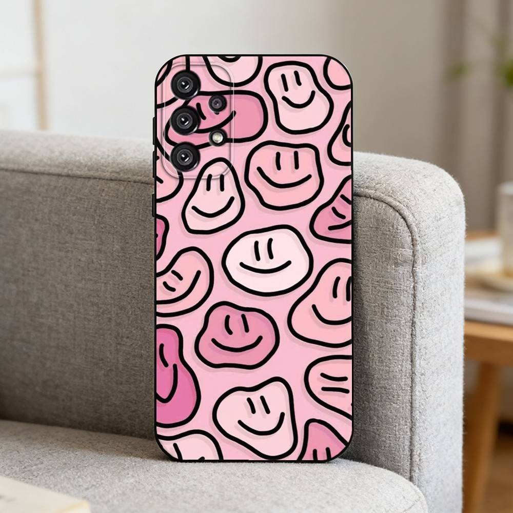 C-Cute Smile A-Art Handyhülle für Samsung S25,S24,S21,S22,S23,S30,Ultra,S20,Plus,Fe,Note,10,9,5G Schwarze Abdeckung