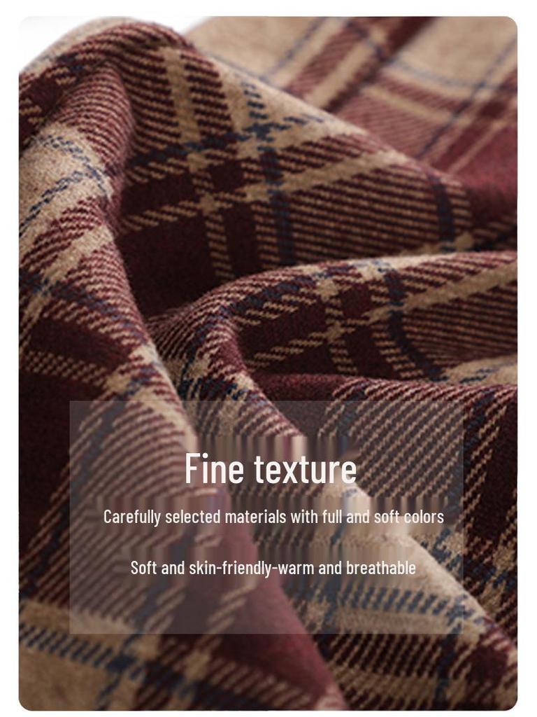 Women's Winter Plaid Wool High-Waisted Straight-Leg Cashmere Pants - Slimming, Loose, and Stylish