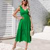 Women's 2026 new waist casual vacation beach large skirt suspender European and American dress