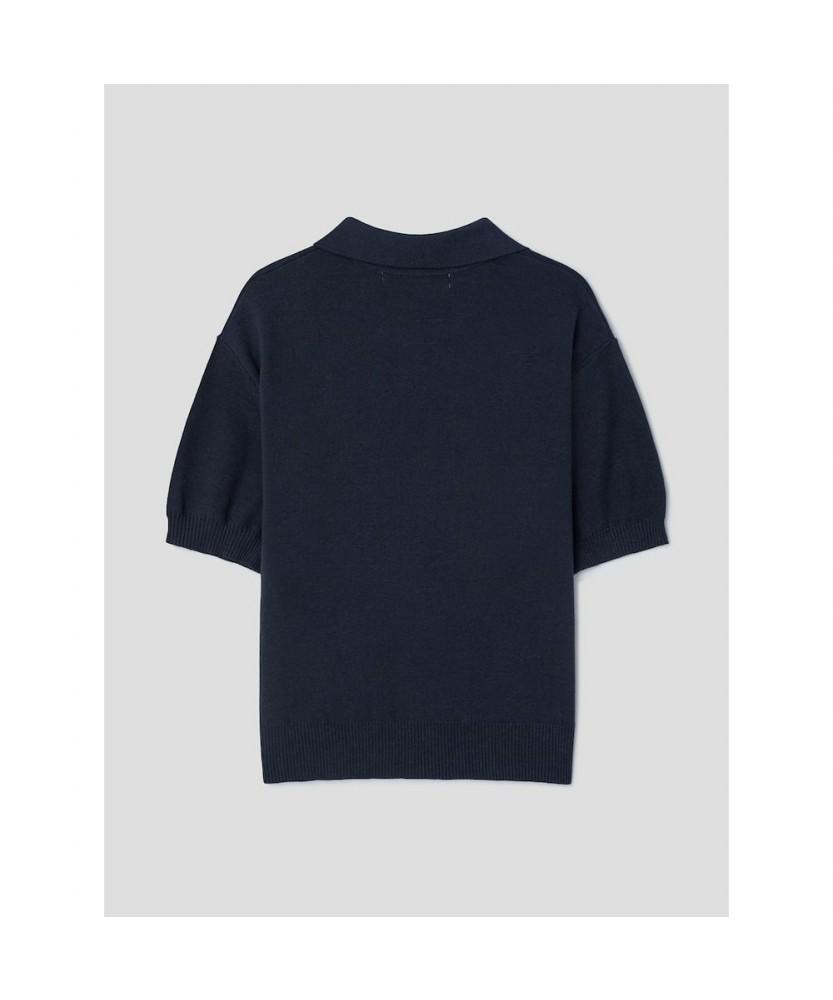 8SECONDS Collared Short Sleeve Pullover Navy