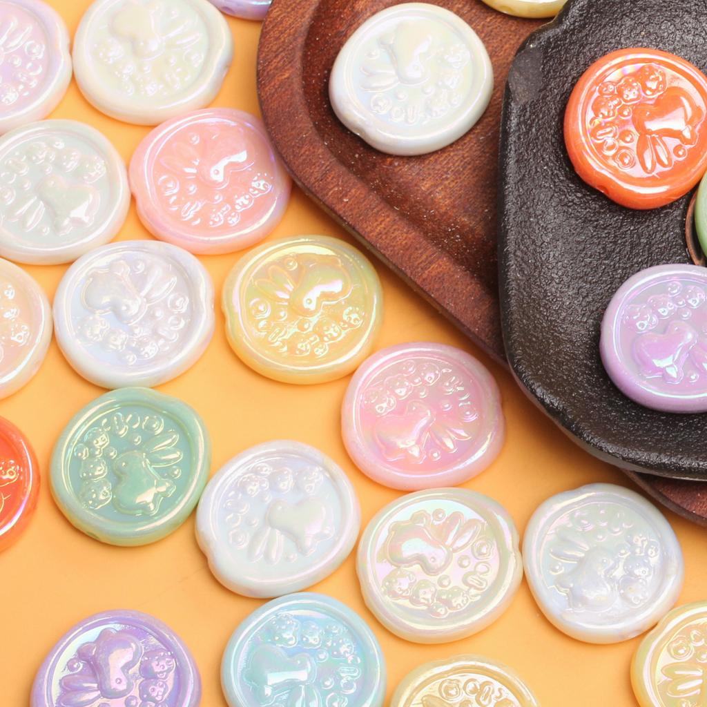 5Pcs 24*25mm Acrylic Round Rabbit Geometry Beads For Necklace Earrings Jewelry Making DIY Beading Accessory Handmade Material