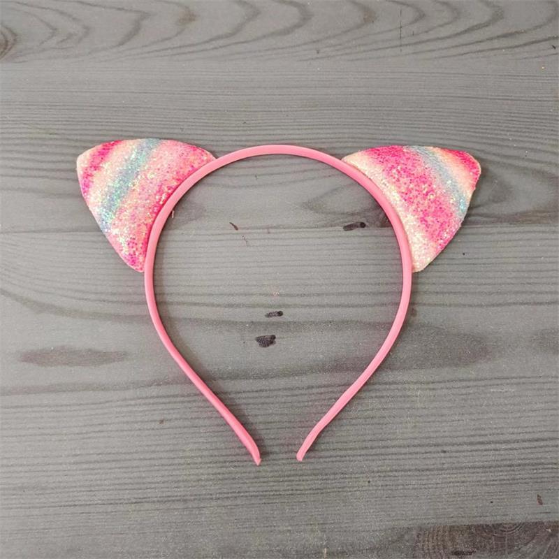 Cartoon Cat Ear Headband for Kids: Cute Scallion Powder Color Hair Accessory