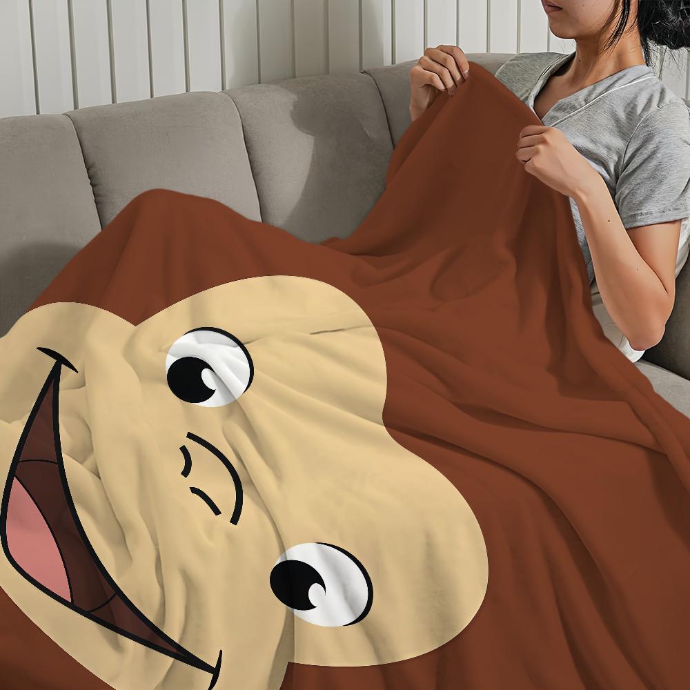 Cartoon Funny Art Monkey C-Curious G-George Flannel Warm Soft Plush Blanket for Sofa Living Room Office Bedroom Travel Gift