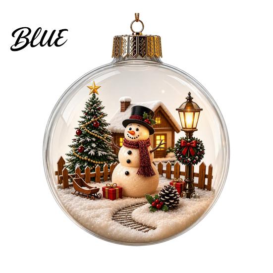 Warm White Christmas Tree Decorations Glowing Decorative Ball Lighted Ornament with Festive Scene LED Modern Hanging Lights Decor String Glow Home