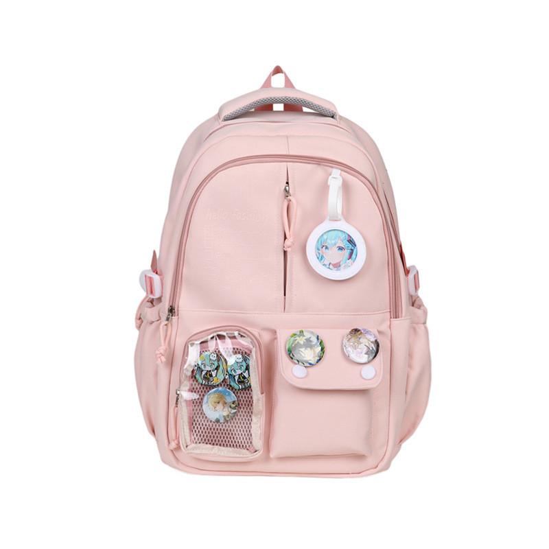 

Nylon Waterproof College Bag With Letter Print For Daily Use And Teenagers рожевий