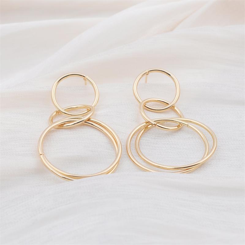 Three Circle Big Round Loop Simple Drop Earrings for Women Geometric Wedding Party Jewelry Christmas Girl Friend Gift