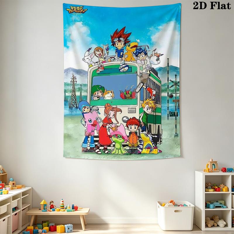 Digimon Ultimate Adventure Tapestry Background Cloth Fashion Print Homestay Soft Decoration Tapestry Background Cloth Soft