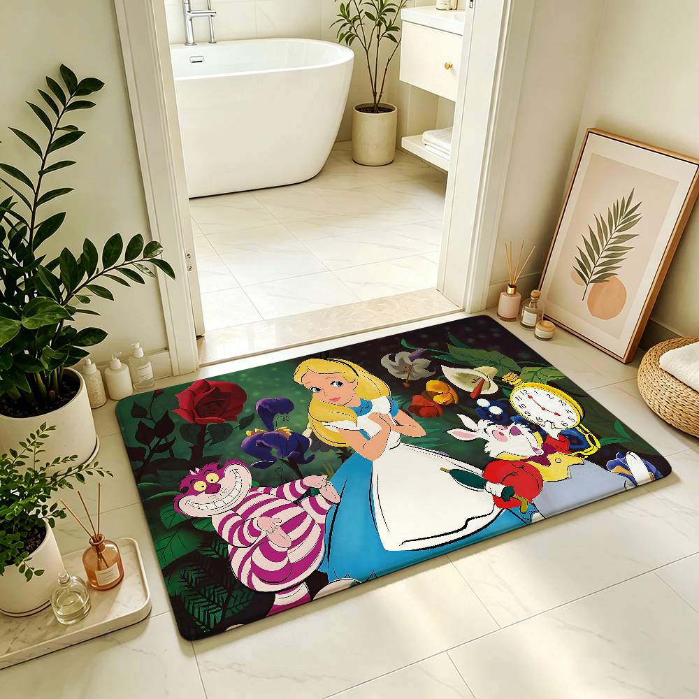 Classic Anime-A-alice In-W-wonderlandS Cute Carpet Bathroom Anti-slip Mat Door Mat Home Decoration Mat Entrance Door Mat