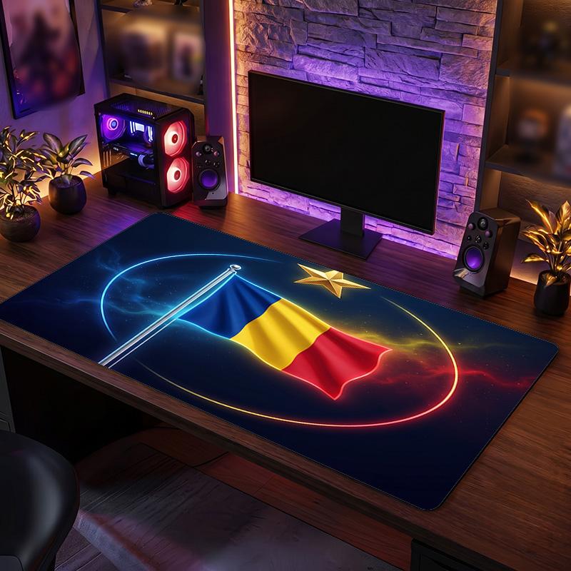 Romania Football Crest Mouse Pad, Extended Non Slip Rubber Desk Mat for Gaming Office Laptop Fan Gift