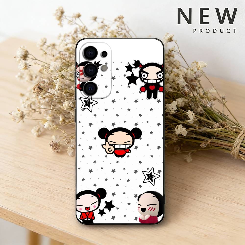 Cute Cartoon-Pucca phone Case For Samsung S26,25,24,21,22,23,30,20,Ultra,Plus,Fe,Lite Black Soft Cover