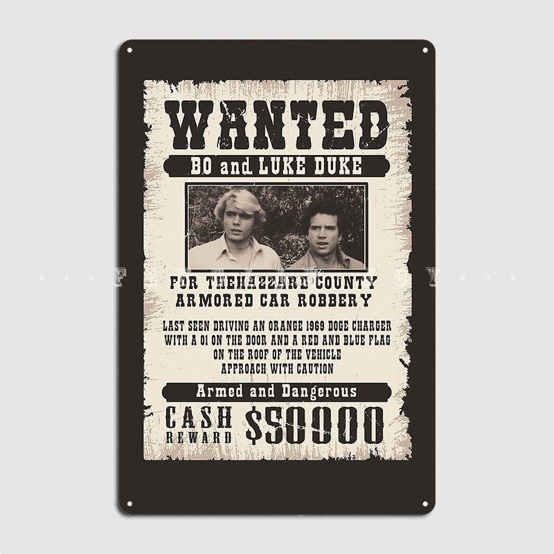 Dukes Of Hazzard Wanted Poster Metal Plaque Poster Classic Cinema Club Wall Plaque Tin Sign Posters