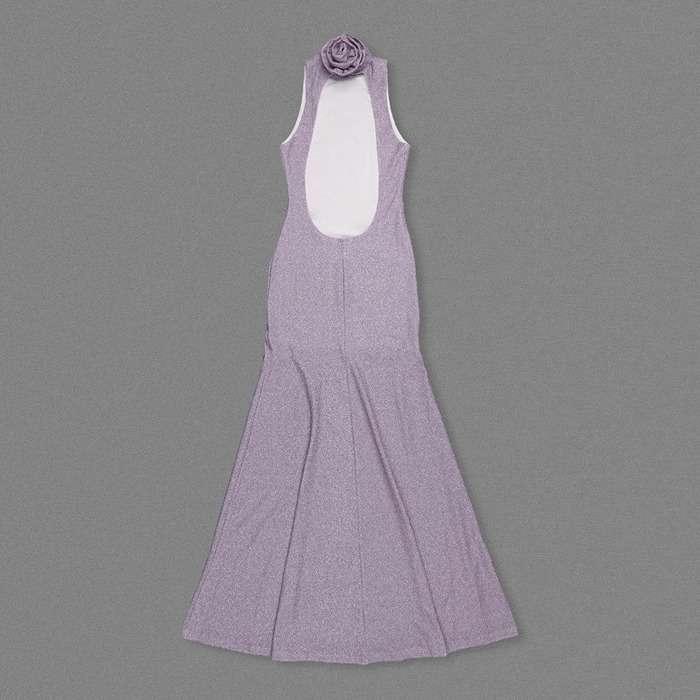 Hot-Selling Floral Halter Backless Sleeveless Gown: Sexy, Slimming, Elastic Evening Dress
