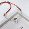 Sterling Silver Red Agate Bell Necklace - Women's Christmas Light Luxury Clavicle Chain