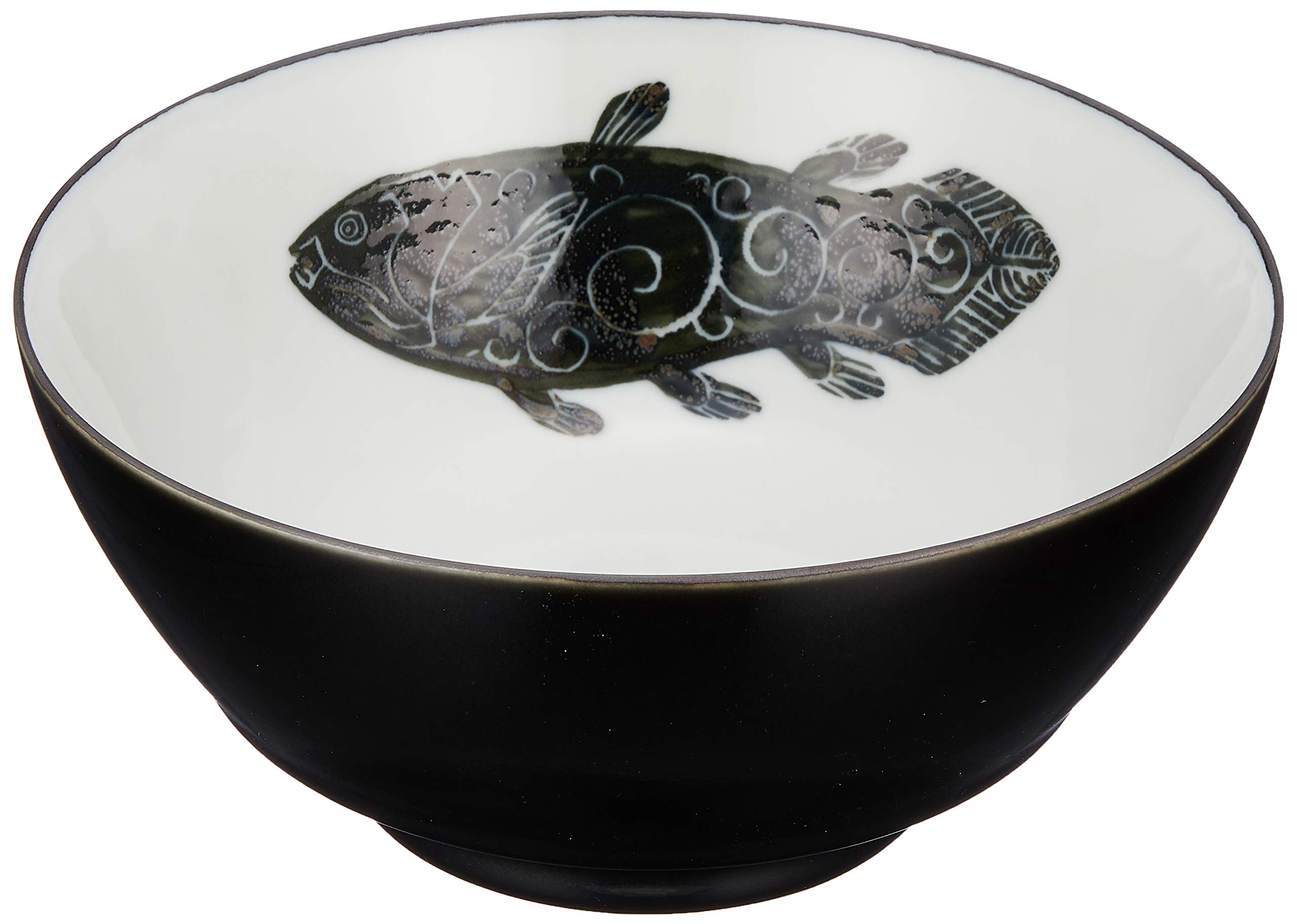 

Arita ware Denpeigama Ultimate Ramen Bowl Coelacanth design, approximately 18cm diameter x 8cm height, ceramic, microwave and dishwasher safe, made