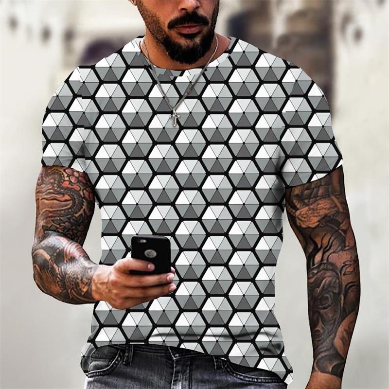 

Full Print Irregular Pattern T-Shirts For Men New In Fashion Designer Short Sleeved Oversized Top Tees Men s S