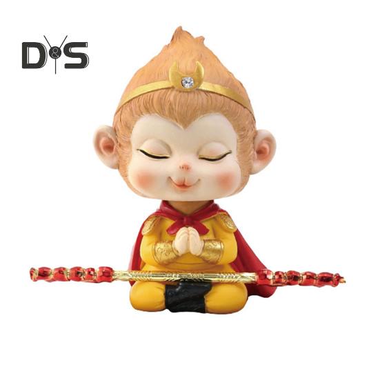 Cartoon Monkey King Figurine Sitting Sleeping Monkey Statue Great Sages Equalling Heaven Sculpture Home Office Car Dashboard Decoration Ornament
