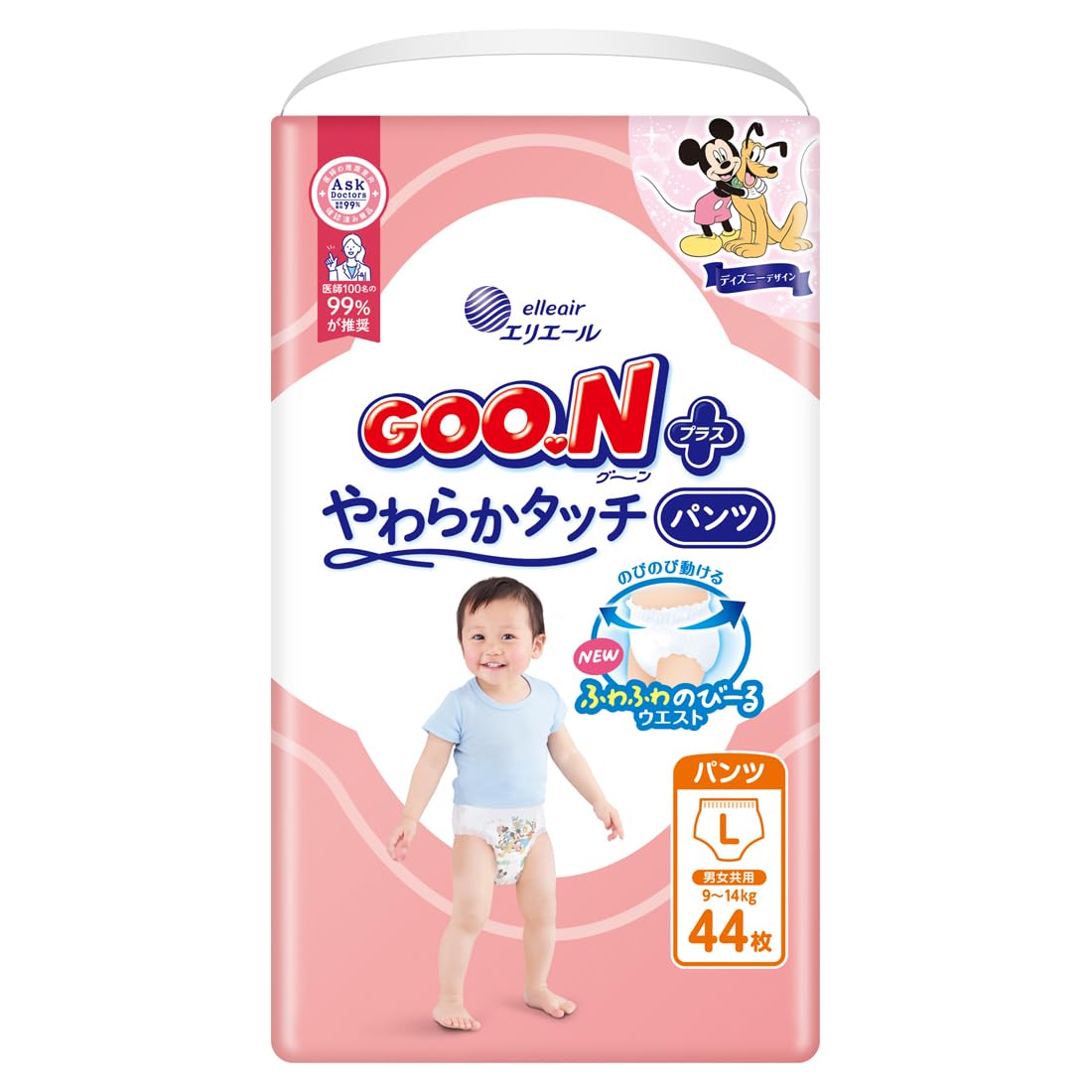 

L Goon Plus Soft Touch 44 шт. [Размер брюк] (9~14 кг) Disney Design белый