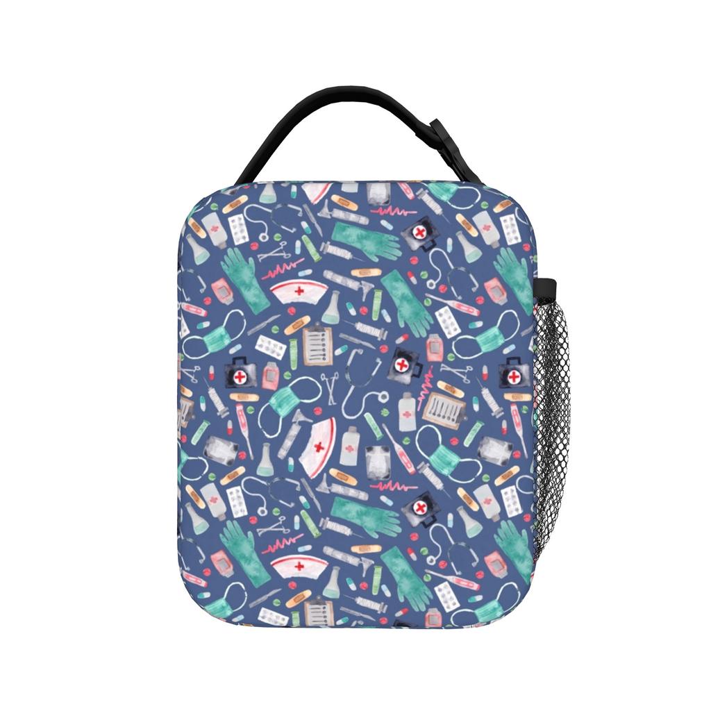 Nurse Medical First Aid Lunch Bag Outdoor Picnic Lunch Box For Child Aesthetic Graphic Thermal Tote Handbags Oxford Cooler Bag