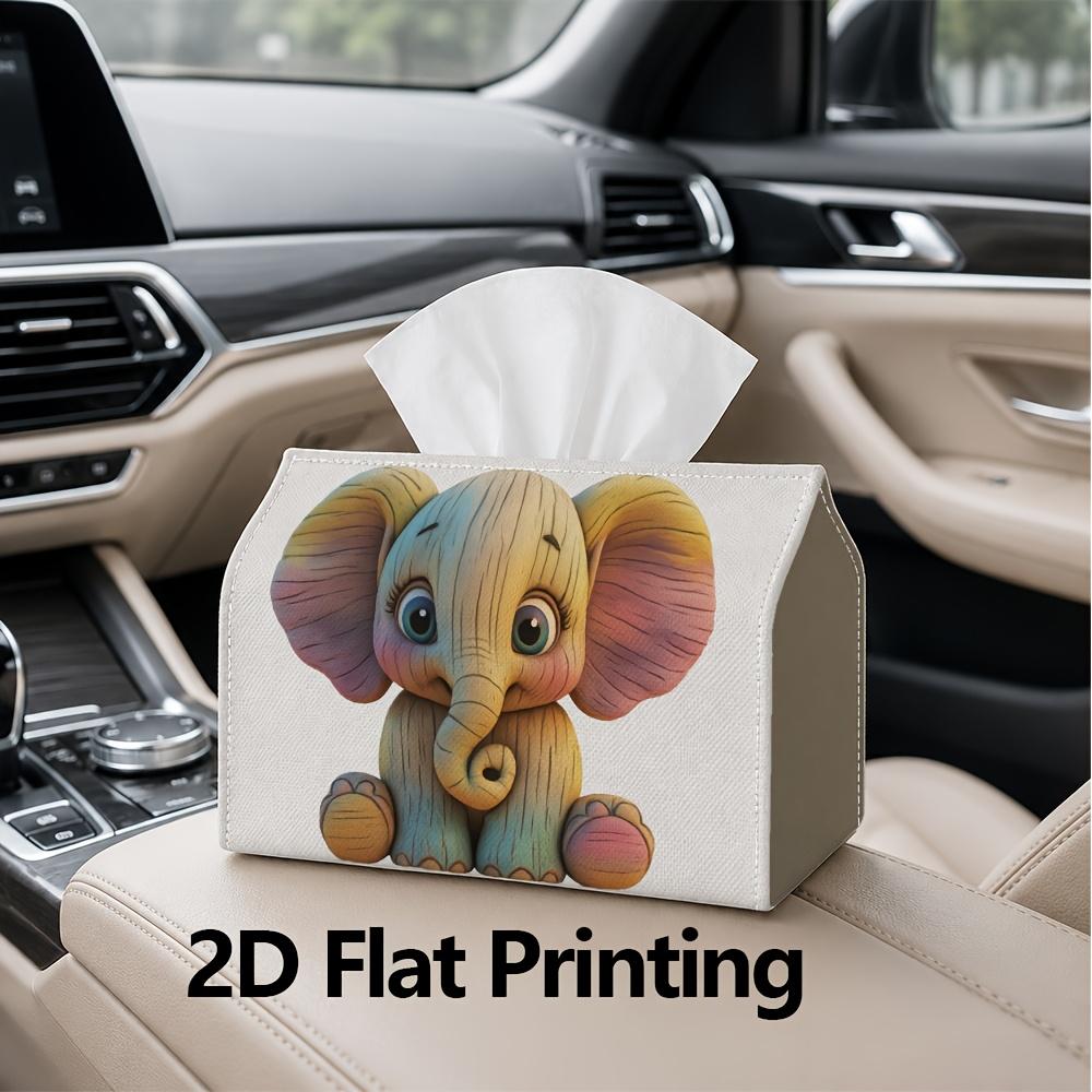 1pc, 2d Flat Printing, Tissue Box Colorful Wooden Elephant Pattern Printing Party Tissue Box, Multifunctional Kitchen and Dining Table, Coffee Table a