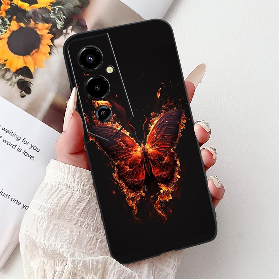 Für Tecno Pova 4 Pro Pova4 Elegantes Blumiges Katzen Handyhülle Für Tecno Pova 4 4Pro LG8n LG7n Klare TPU Silikon Weiche Hüllen Stoßfänger