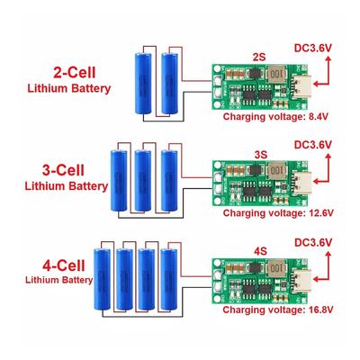 TypeC Multi-Cell 2S 3S 4S To 8.4V 12.6V 16.8V Step-Up Boost LiPo Polymer Li-Ion Charger 7.4V 11.1V 14.8V 18650 Lithium Battery