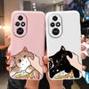 Cartoon Case For Honor 50 70 X7 X7A X7b 90 Lite 90 Smart 400 200 Pro 200 Lite Cute Black Cat Cover Soft Back Shell for Honor 400