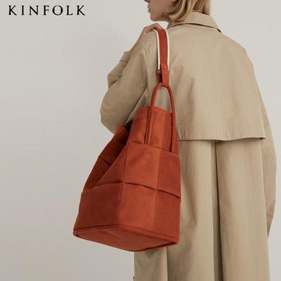 Damen Große Kapazität Trendige Neue Eimer Tasche mit Breiten Schultergurten und Schachbrettmuster Hand- oder Schultertasche
