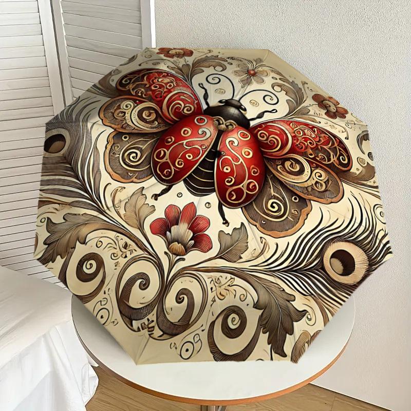 1pc Butterfly Flowers Automatic Open/Close Umbrella with Windproof, 8-Rib Sturdy Canopy, Durable Ribs, Fashionable Design1160A