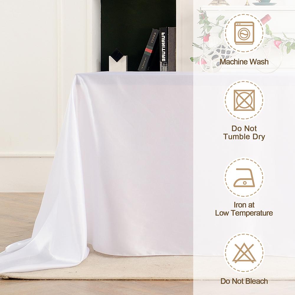 Rectangle Satin Tablecloth Wedding Table Cloth White Black for Party Birthday Events Banquet Decor Home Dinner Tablecloths