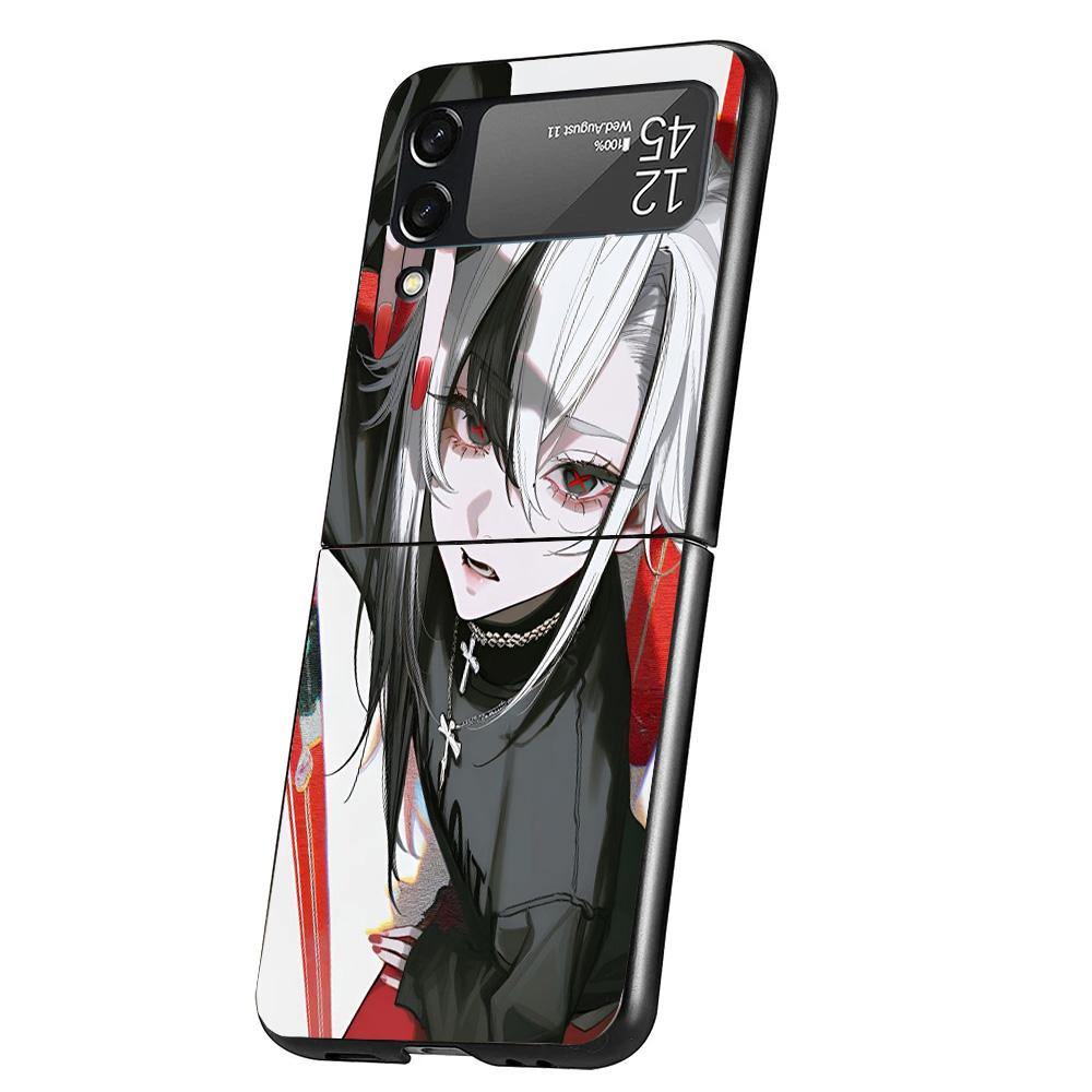Arlecchino Genshin Impact Cover Phone Case For Samsung Galaxy Z Flip 7 6 5 4 3 5G Flip7 Flip6 Flip5 Flip4 Flip3 Black Fundas She