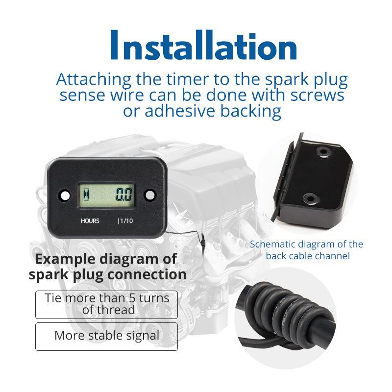 1 Set Motorcycle Engine Working Hour Meter Inductive Timer Lcd Display Digital Time Gause For Atv Boat Moto Instrument