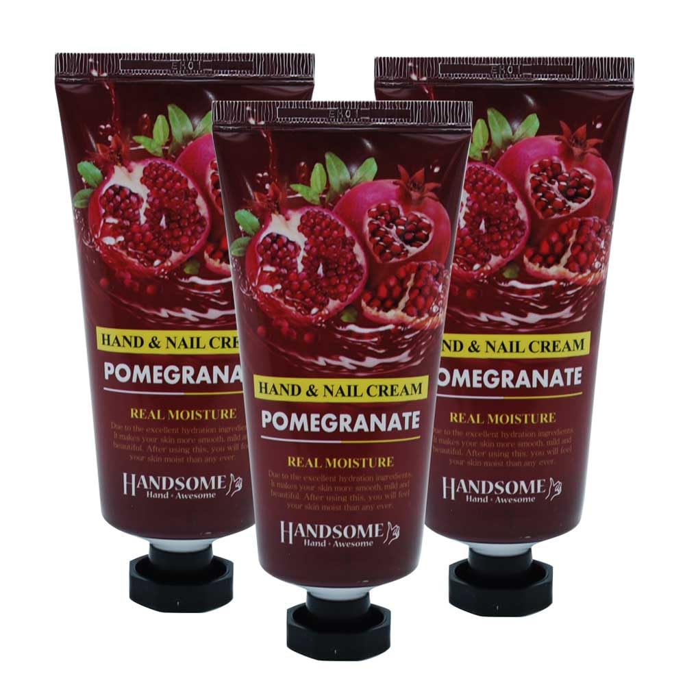 Real Moisture Hand Cream Nail Cream 100g Moisturizing Cream [3 Bottles] & (Pomegranate)