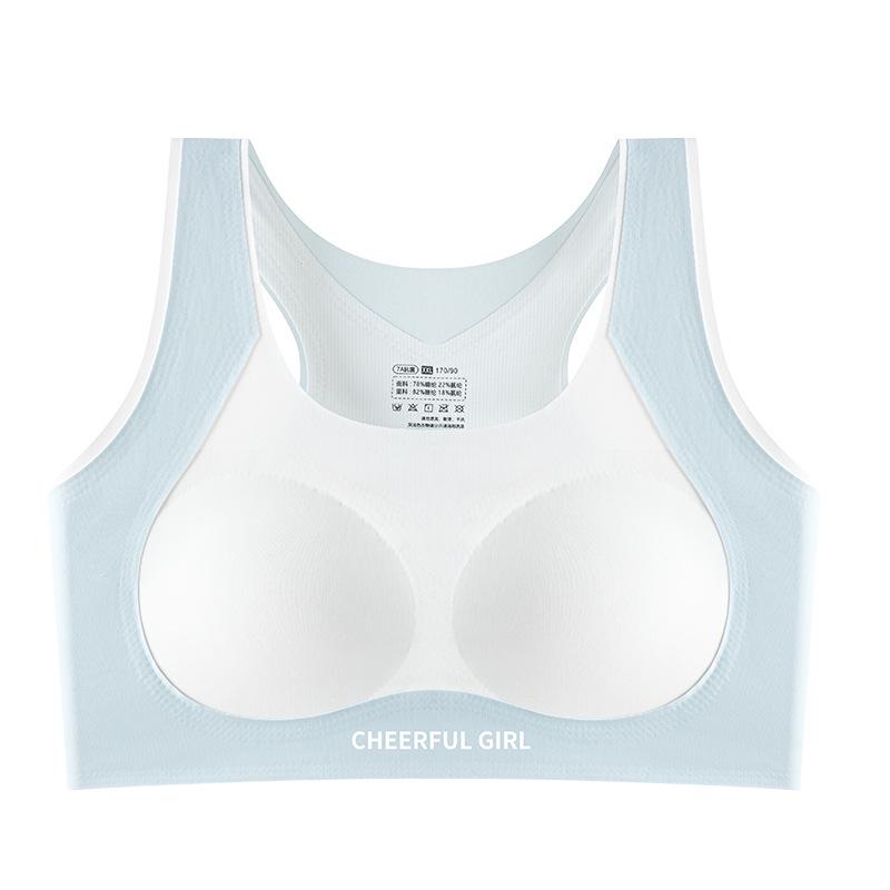 Seamless Sports Bra for Teen Girls - Shockproof, Fixed Cup, Ages 12+ for Middle and High School Students