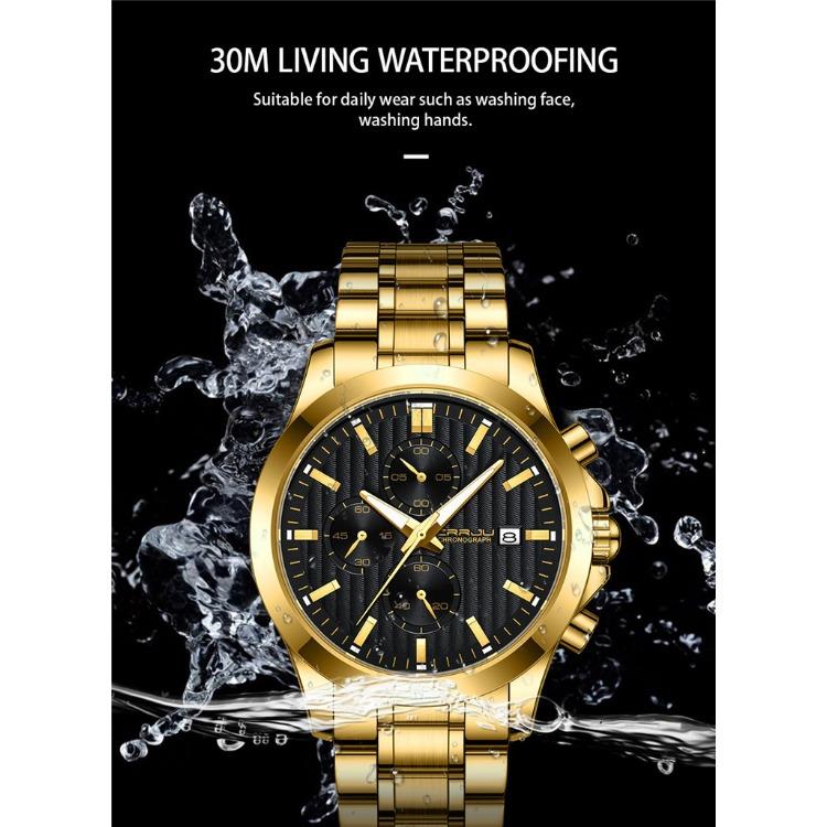 CRRJU New Watch 2310 Men's Watch Solid Stainless Steel with Simple Business Watch Atmosphere