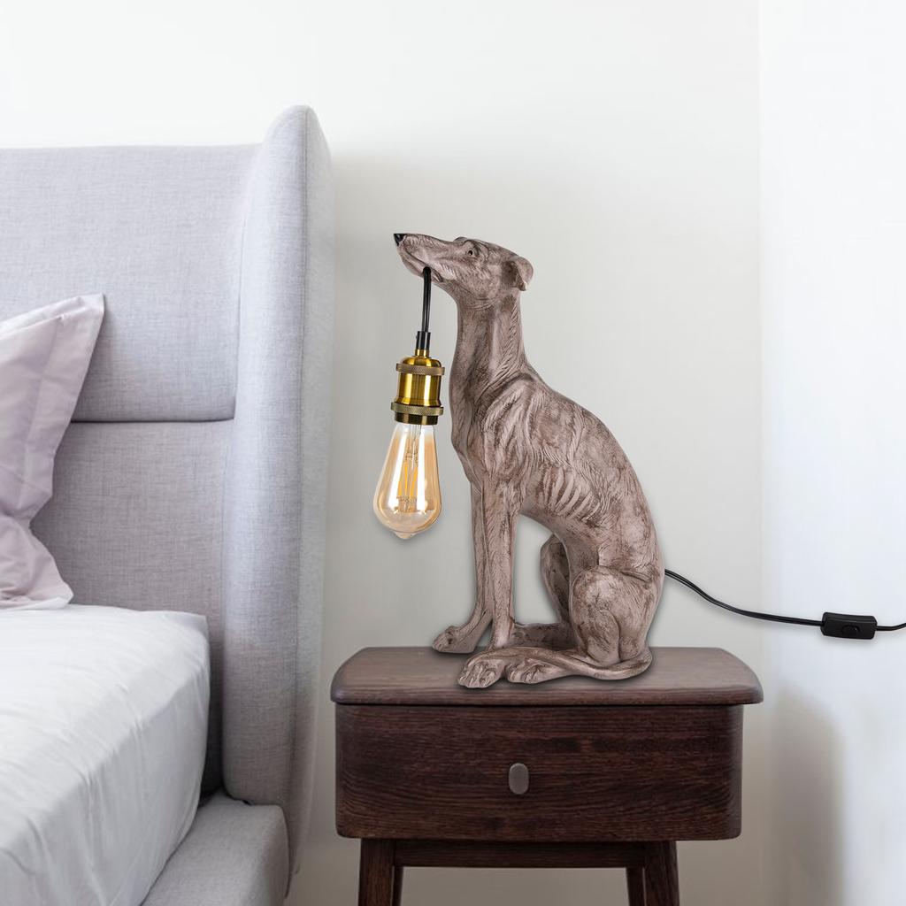 Black Dog Shape Resin Table Lamp with E26 Socket, Push Button Switch, Modern Unique Home Decor Night Light - Not Include Bulb