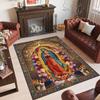 Virgin Mary Theme Crystal Velvet Rug Personalized Custom Name Text Soft Floor Mat Home Decor