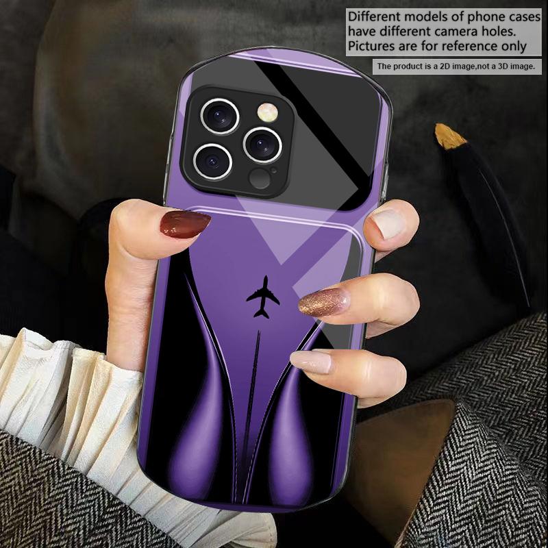 Aircraft in gradual flight For iPhone 17 16 15 14 Pro 13 Plus 12 mini 11 Pro Max XR X S 7 8 Elliptical Tempered Glass Phone Case